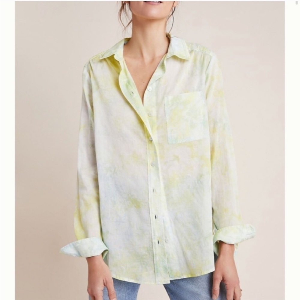 Pilcro and The Letterpress Anthropologie button down tie dye top size XS